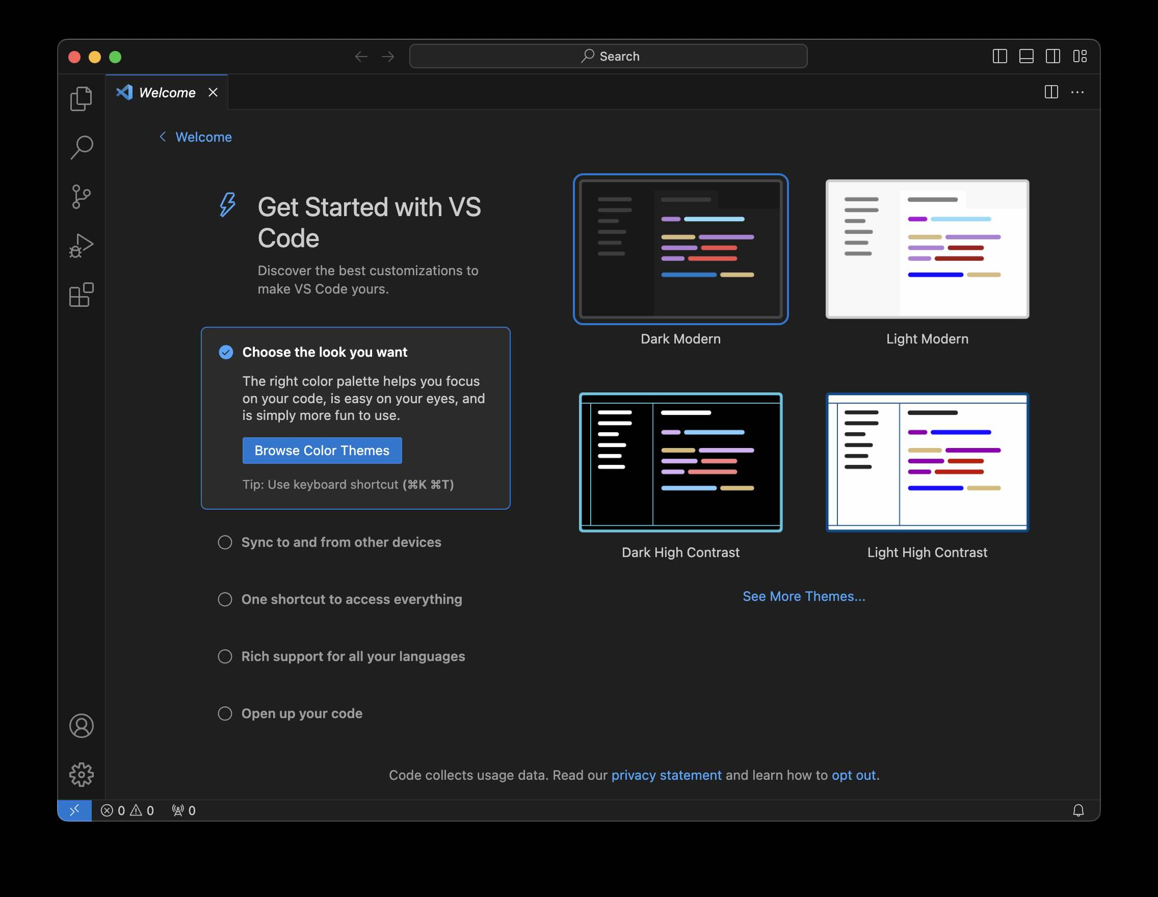 VS Code as installed using brew on Mac